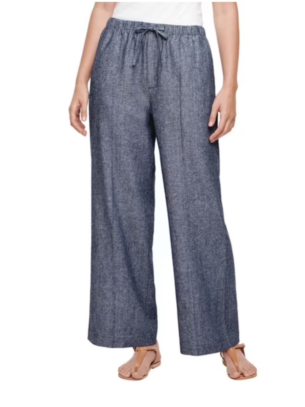 GAP Linen Blend Women's Wide-Leg Pull On Drawstring Pants